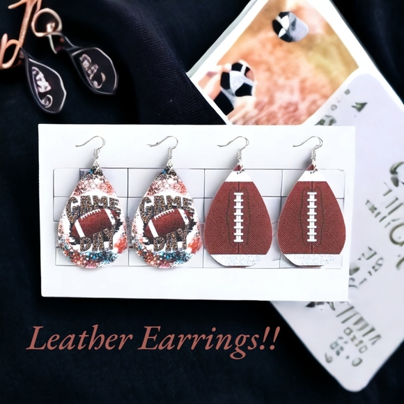 A Just-Jen Fav!!💖 2 Pairs of Women's Leather Game Day Football Earrings!!🏈💖 - Picture 13 of 16